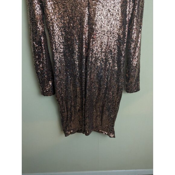 NWT Fashion Nova plus size 2x bronze sequin long sleeve sexy mini dress - Picture 10 of 13